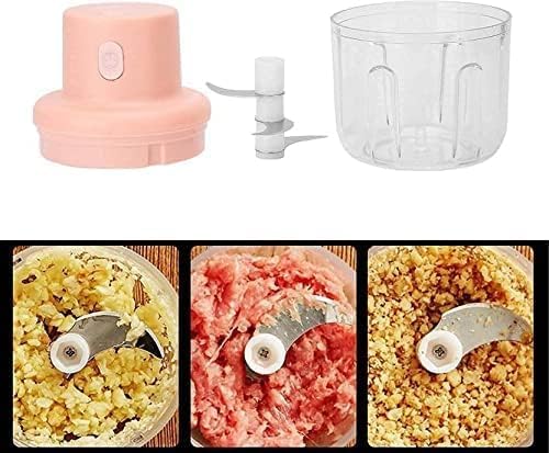 Portable Electric Mini Food Chopper for Kitchen | USB Rechargeable Vegetable Cutter & Garlic Chopper with Stainless Steel Blades | Multipurpose Mini Food Processor for Daily Cooking | Pink